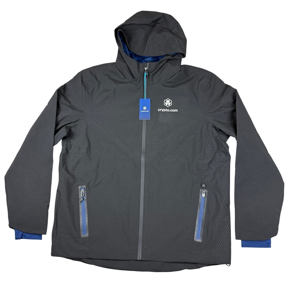 Crypto.com Jacket Men Black 3XL Waterproof Rain Official Merchandise Hooded NWT